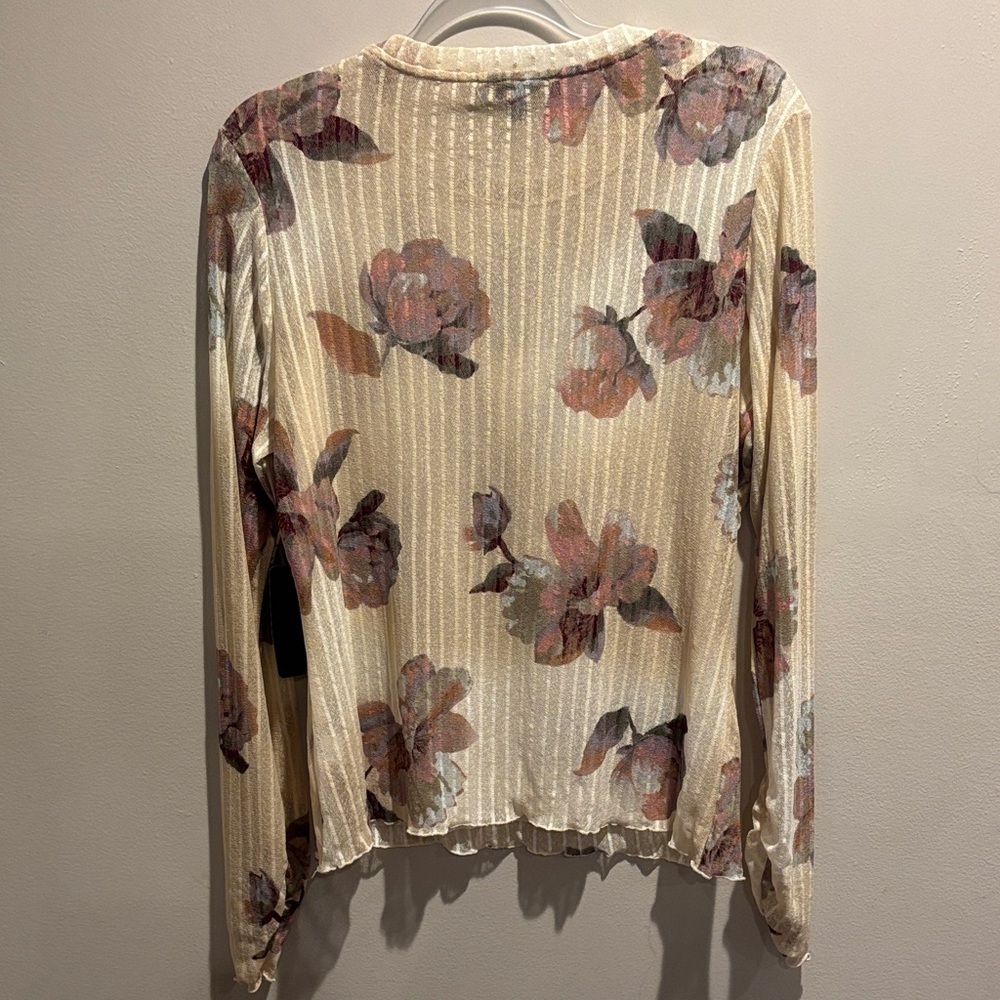 Rachel Floral Cream Long-Sleeve Ribbed Tee - Picture 5 of 8